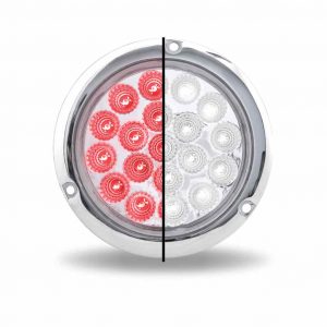 4″ Red Stop, Turn & Tail to White Back Up Round Flange Mount LED Light