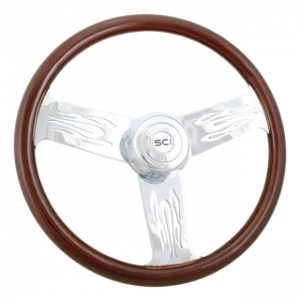 18" Flames Mahogany Steering Wheel