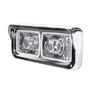 High Power LED "Chrome" Projection Headlight With LED Turn Signal & Position Light Bar - Driver Side