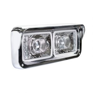 High Power LED "Chrome" Projection Headlight With LED Turn Signal & Position Light Bar - Passenger Side