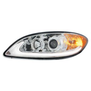 Chrome Projection Headlight With LED Light Bar For 2006-2017 International Prostar - Driver Side