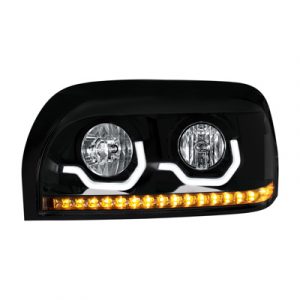 Blackout Headlight With LED Turn Signal & Light Bar For 1996-2010 Freightliner Century - Driver Side