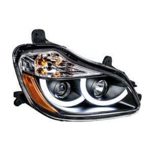 Black Projection Headlight With LED Position Light For 2013-2021 Kenworth T680 - Passenger Side