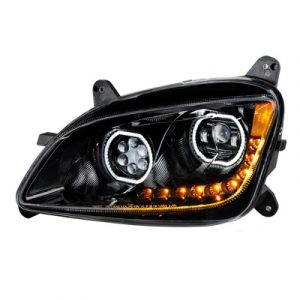 Black 10 LED Headlight For Peterbilt 587 (2010-2016) & 579 (2012-2021) - Driver Side