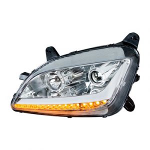Chrome Projection Headlight With LED Position Light & Signal For 2012-2021 Peterbilt 579- Driver Side