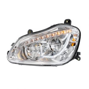 High Power 45 LED Chrome Headlight With Sequential Turn Signal For 2013-2021 Kenworth T680-Driver Side