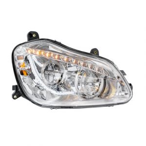 High Power 45 LED Chrome Headlight With Sequential Turn Signal For 2013-2021 Kenworth T680-Passenger Side