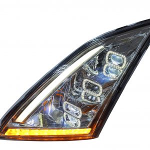 VOLVO VN/ VNL 2018+ LED HEADLIGHT W/ HALO & SEQUENTAIL TURN SIGNAL CHROME (DRIVER)