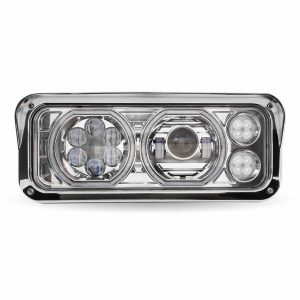 Universal LED Projector Headlight Assembly with Glow Position Halos & Marker LEDs – Chrome (Driver Side)