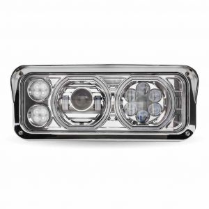 Universal LED Projector Headlight Assembly with Glow Position Halos & Marker LEDs – Chrome (Passenger Side)