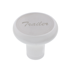 Deluxe Aluminum Screw-On Air Valve Knob With Stainless "Trailer" Plaque - Pearl White