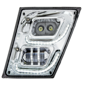 Chrome High Power LED Fog Light With LED DRL & Position Light for 2003-2017 Volvo VN/VNL - Driver Side