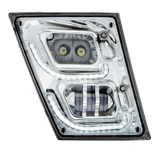 Chrome High Power LED Fog Light With LED DRL & Position Light for 2003-2017 Volvo VN/VNL - Passenger Side