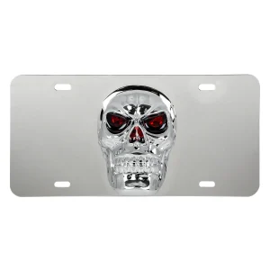 License Plate with 3D Skull Emblem
