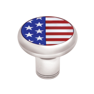Thread-On Gearshift Knob With USA Flag Sticker - Chrome